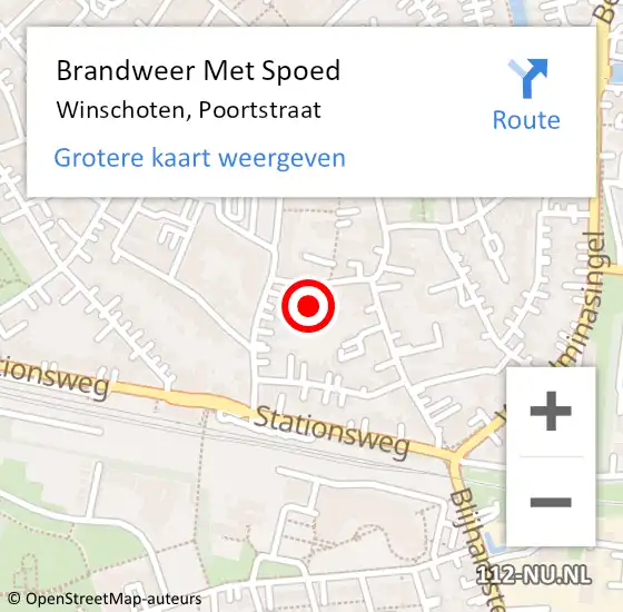 Locatie op kaart van de 112 melding: Brandweer Met Spoed Naar Winschoten, Poortstraat op 4 februari 2023 20:44
