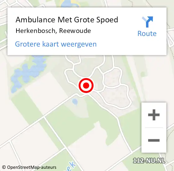 Locatie op kaart van de 112 melding: Ambulance Met Grote Spoed Naar Herkenbosch, Reewoude op 4 februari 2023 20:45