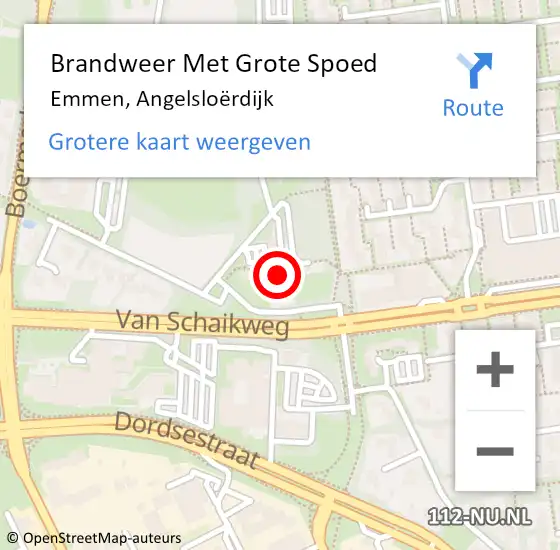 Locatie op kaart van de 112 melding: Brandweer Met Grote Spoed Naar Emmen, Angelsloërdijk op 4 februari 2023 21:06