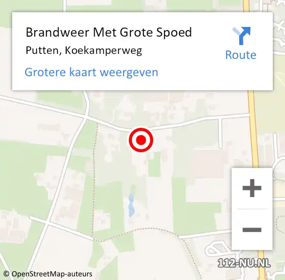 Locatie op kaart van de 112 melding: Brandweer Met Grote Spoed Naar Putten, Koekamperweg op 4 februari 2023 22:02