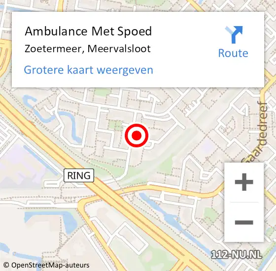 Locatie op kaart van de 112 melding: Ambulance Met Spoed Naar Zoetermeer, Meervalsloot op 4 februari 2023 22:04