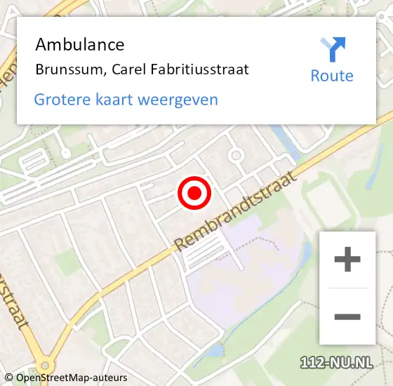 Locatie op kaart van de 112 melding: Ambulance Brunssum, Carel Fabritiusstraat op 14 augustus 2014 13:47