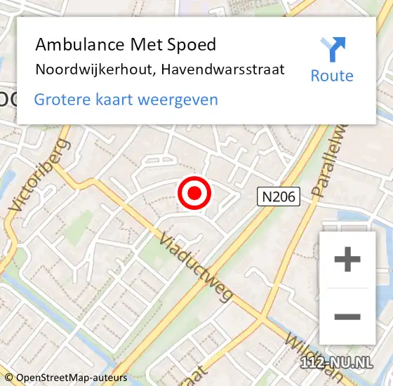 Locatie op kaart van de 112 melding: Ambulance Met Spoed Naar Noordwijkerhout, Havendwarsstraat op 4 februari 2023 22:29