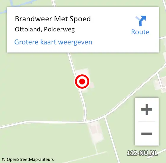 Locatie op kaart van de 112 melding: Brandweer Met Spoed Naar Ottoland, Polderweg op 4 februari 2023 23:02