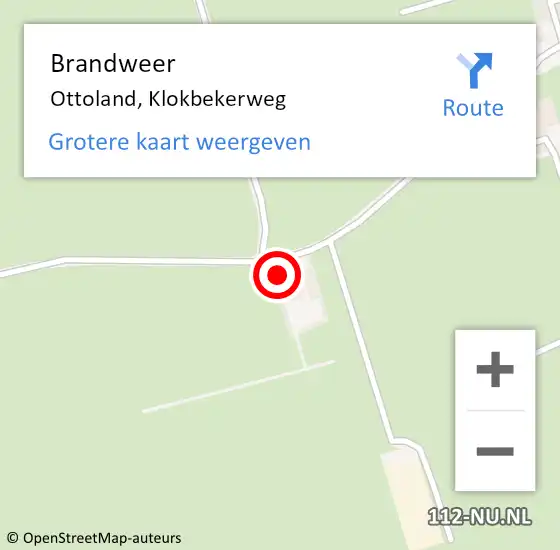Locatie op kaart van de 112 melding: Brandweer Ottoland, Klokbekerweg op 4 februari 2023 23:07