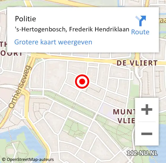 Locatie op kaart van de 112 melding: Politie 's-Hertogenbosch, Frederik Hendriklaan op 4 februari 2023 23:32