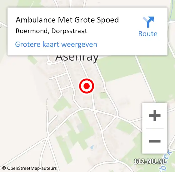 Locatie op kaart van de 112 melding: Ambulance Met Grote Spoed Naar Roermond, Dorpsstraat op 4 februari 2023 23:43