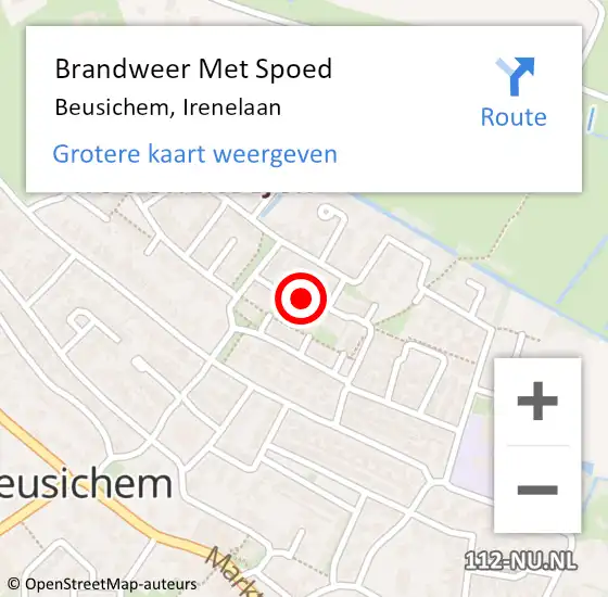 Locatie op kaart van de 112 melding: Brandweer Met Spoed Naar Beusichem, Irenelaan op 4 februari 2023 23:44