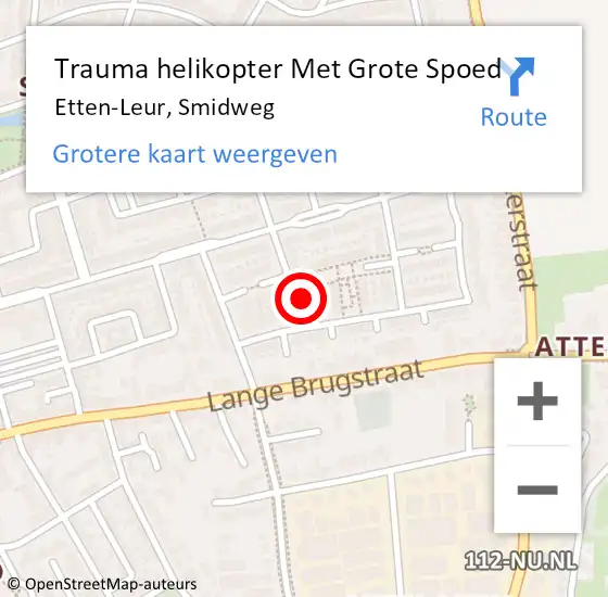 Locatie op kaart van de 112 melding: Trauma helikopter Met Grote Spoed Naar Etten-Leur, Smidweg op 5 februari 2023 00:01