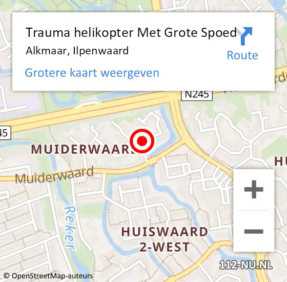 Locatie op kaart van de 112 melding: Trauma helikopter Met Grote Spoed Naar Alkmaar, Ilpenwaard op 5 februari 2023 00:33