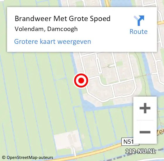 Locatie op kaart van de 112 melding: Brandweer Met Grote Spoed Naar Volendam, Damcoogh op 5 februari 2023 00:43