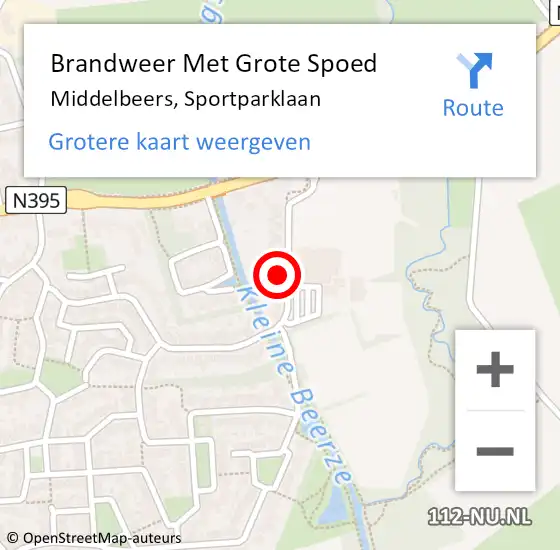 Locatie op kaart van de 112 melding: Brandweer Met Grote Spoed Naar Middelbeers, Sportparklaan op 5 februari 2023 00:53