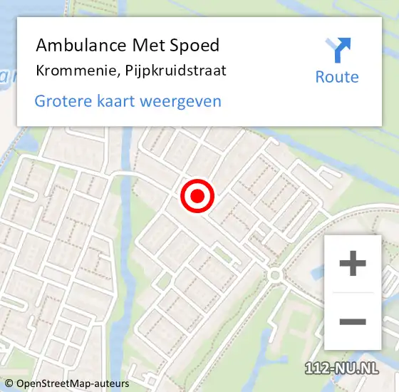 Locatie op kaart van de 112 melding: Ambulance Met Spoed Naar Krommenie, Pijpkruidstraat op 5 februari 2023 01:02