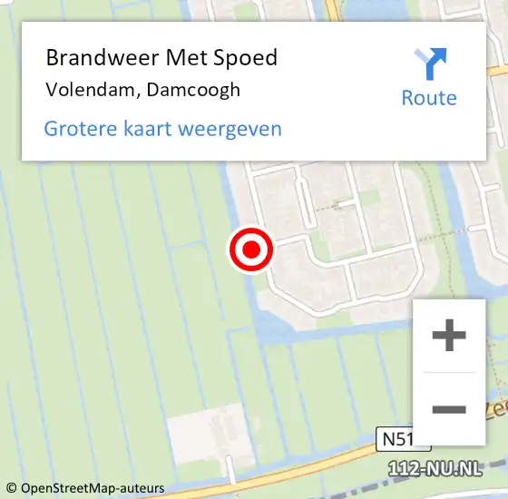 Locatie op kaart van de 112 melding: Brandweer Met Spoed Naar Volendam, Damcoogh op 5 februari 2023 01:06