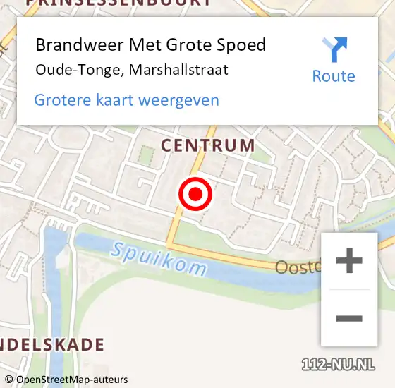 Locatie op kaart van de 112 melding: Brandweer Met Grote Spoed Naar Oude-Tonge, Marshallstraat op 5 februari 2023 02:20