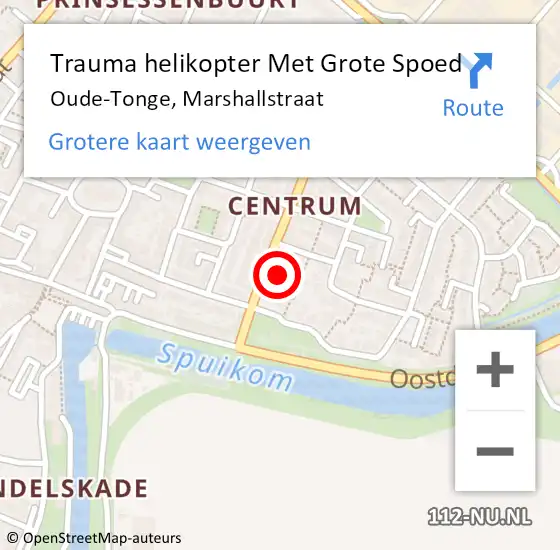Locatie op kaart van de 112 melding: Trauma helikopter Met Grote Spoed Naar Oude-Tonge, Marshallstraat op 5 februari 2023 02:23