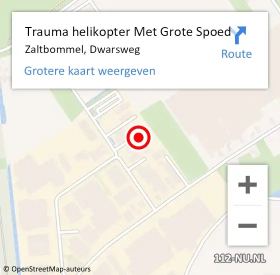Locatie op kaart van de 112 melding: Trauma helikopter Met Grote Spoed Naar Zaltbommel, Dwarsweg op 5 februari 2023 02:47