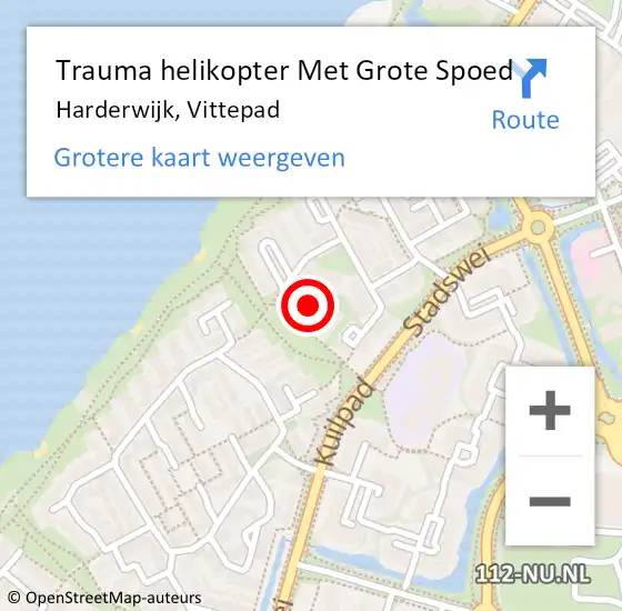 Locatie op kaart van de 112 melding: Trauma helikopter Met Grote Spoed Naar Harderwijk, Vittepad op 5 februari 2023 03:54