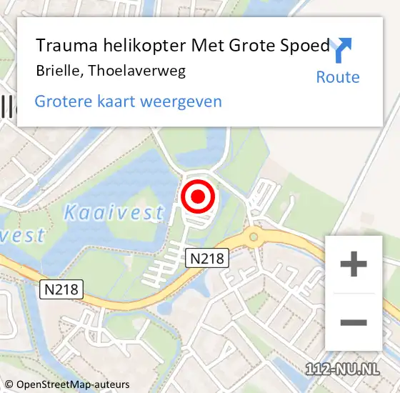 Locatie op kaart van de 112 melding: Trauma helikopter Met Grote Spoed Naar Brielle, Thoelaverweg op 5 februari 2023 04:12