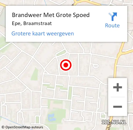 Locatie op kaart van de 112 melding: Brandweer Met Grote Spoed Naar Epe, Braamstraat op 5 februari 2023 06:21