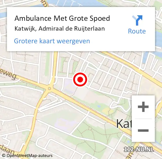 Locatie op kaart van de 112 melding: Ambulance Met Grote Spoed Naar Katwijk, Admiraal de Ruijterlaan op 5 februari 2023 06:24