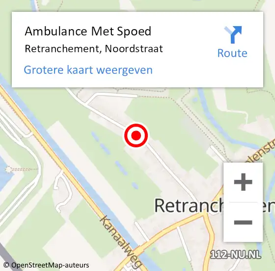 Locatie op kaart van de 112 melding: Ambulance Met Spoed Naar Retranchement, Noordstraat op 14 augustus 2014 14:14