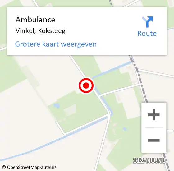 Locatie op kaart van de 112 melding: Ambulance Vinkel, Koksteeg op 5 februari 2023 07:42