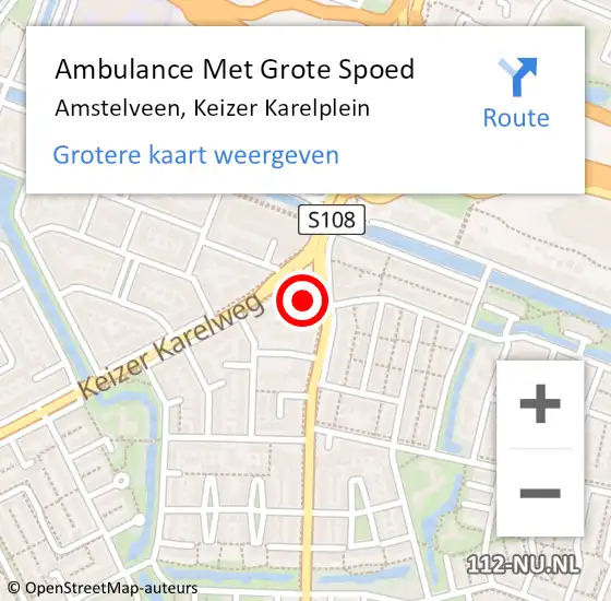 Locatie op kaart van de 112 melding: Ambulance Met Grote Spoed Naar Amstelveen, Keizer Karelplein op 5 februari 2023 07:46