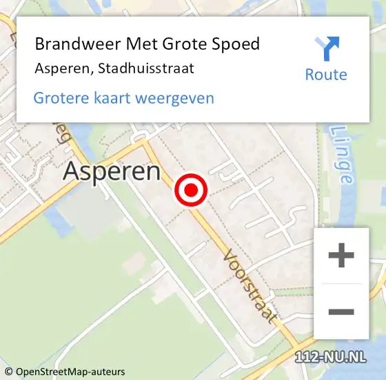 Locatie op kaart van de 112 melding: Brandweer Met Grote Spoed Naar Asperen, Stadhuisstraat op 5 februari 2023 08:02