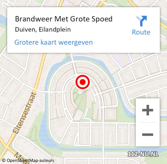 Locatie op kaart van de 112 melding: Brandweer Met Grote Spoed Naar Duiven, Eilandplein op 5 februari 2023 08:09