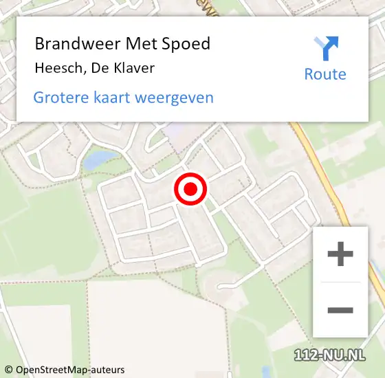 Locatie op kaart van de 112 melding: Brandweer Met Spoed Naar Heesch, De Klaver op 5 februari 2023 08:24