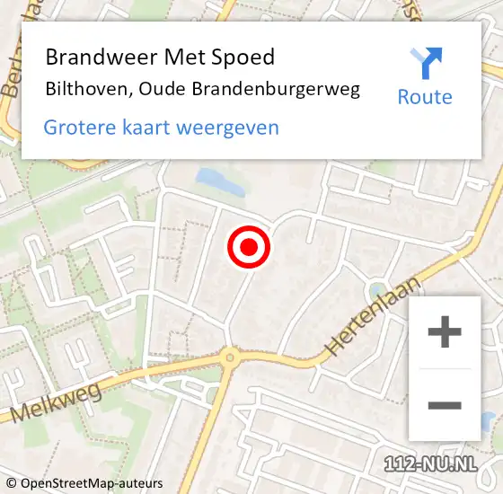 Locatie op kaart van de 112 melding: Brandweer Met Spoed Naar Bilthoven, Oude Brandenburgerweg op 5 februari 2023 08:43