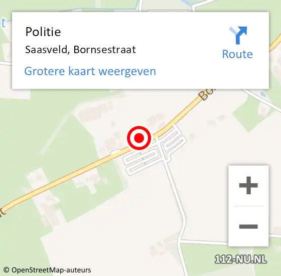 Locatie op kaart van de 112 melding: Politie Saasveld, Bornsestraat op 5 februari 2023 09:14