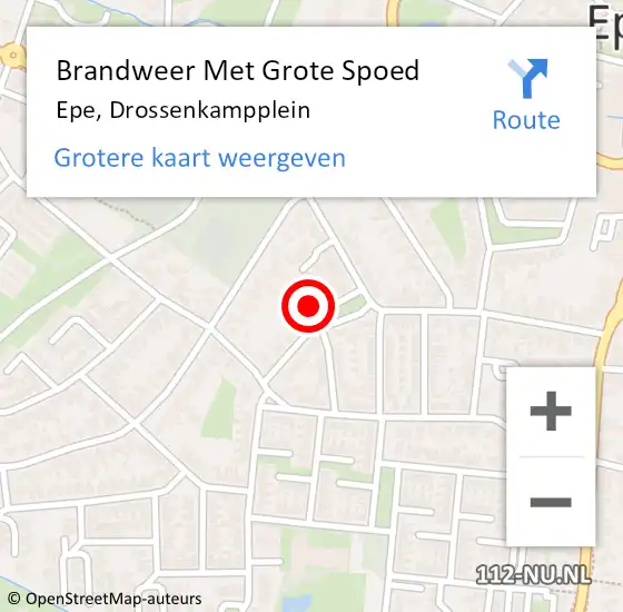 Locatie op kaart van de 112 melding: Brandweer Met Grote Spoed Naar Epe, Drossenkampplein op 5 februari 2023 09:28