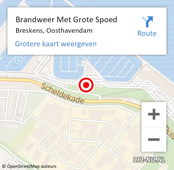 Locatie op kaart van de 112 melding: Brandweer Met Grote Spoed Naar Breskens, Oosthavendam op 5 februari 2023 09:29