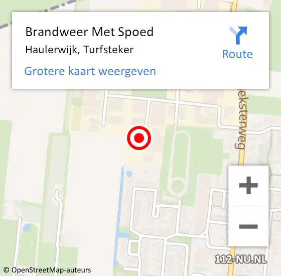 Locatie op kaart van de 112 melding: Brandweer Met Spoed Naar Haulerwijk, Turfsteker op 5 februari 2023 10:06