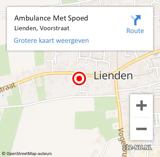 Locatie op kaart van de 112 melding: Ambulance Met Spoed Naar Lienden, Voorstraat op 5 februari 2023 10:07