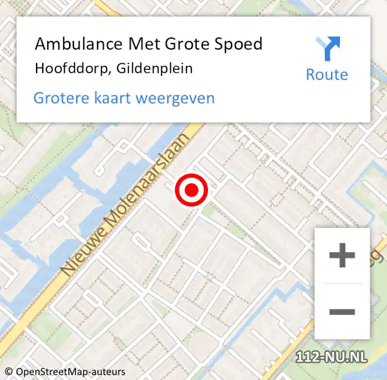 Locatie op kaart van de 112 melding: Ambulance Met Grote Spoed Naar Hoofddorp, Gildenplein op 5 februari 2023 10:28