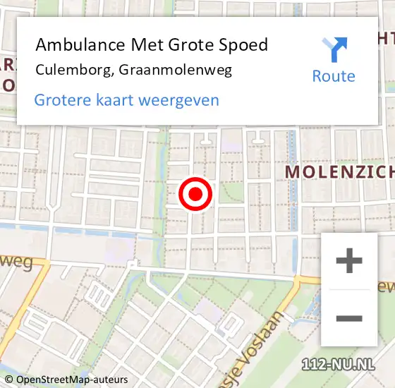 Locatie op kaart van de 112 melding: Ambulance Met Grote Spoed Naar Culemborg, Graanmolenweg op 5 februari 2023 10:35