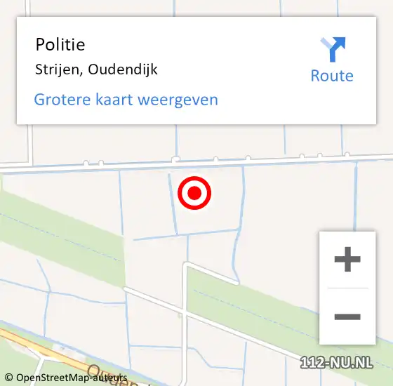 Locatie op kaart van de 112 melding: Politie Strijen, Oudendijk op 5 februari 2023 10:45