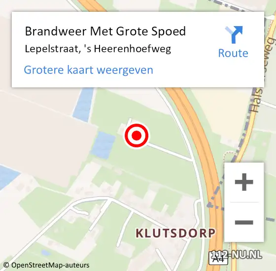 Locatie op kaart van de 112 melding: Brandweer Met Grote Spoed Naar Lepelstraat, 's Heerenhoefweg op 5 februari 2023 10:46
