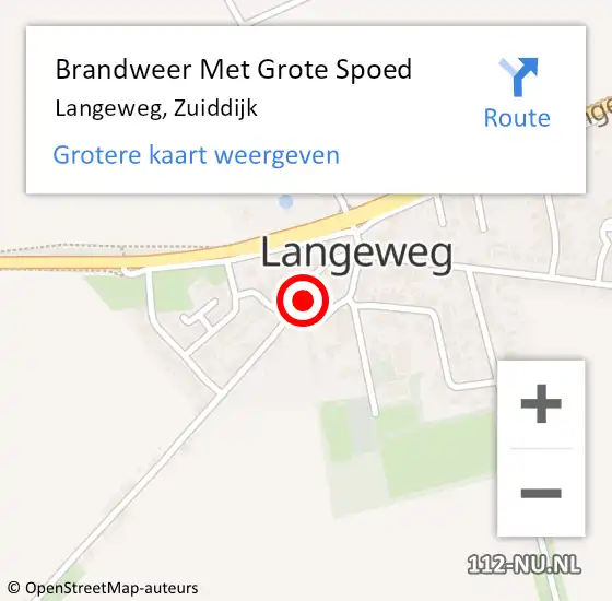 Locatie op kaart van de 112 melding: Brandweer Met Grote Spoed Naar Langeweg, Zuiddijk op 5 februari 2023 10:55