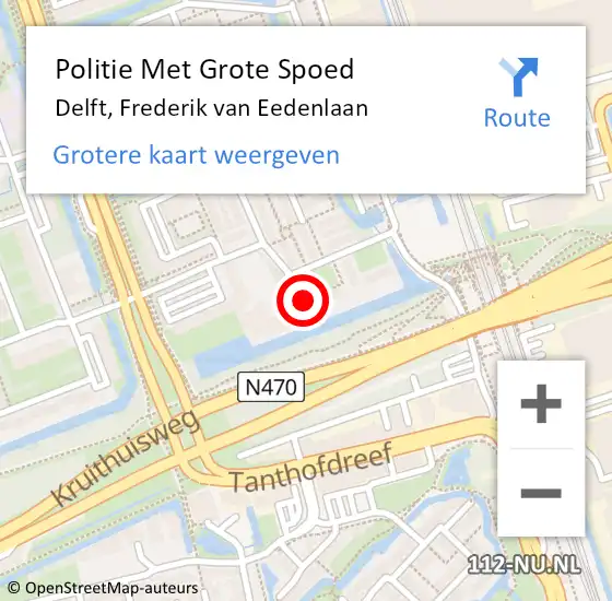 Locatie op kaart van de 112 melding: Politie Met Grote Spoed Naar Delft, Frederik van Eedenlaan op 5 februari 2023 11:07