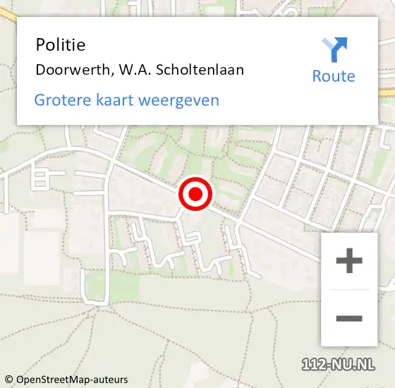 Locatie op kaart van de 112 melding: Politie Doorwerth, W.A. Scholtenlaan op 5 februari 2023 11:23