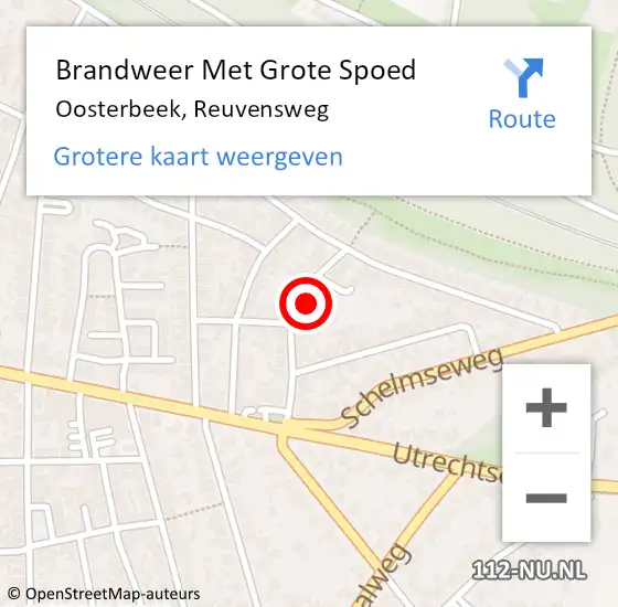 Locatie op kaart van de 112 melding: Brandweer Met Grote Spoed Naar Oosterbeek, Reuvensweg op 5 februari 2023 11:30