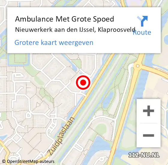 Locatie op kaart van de 112 melding: Ambulance Met Grote Spoed Naar Nieuwerkerk aan den IJssel, Klaproosveld op 5 februari 2023 11:49