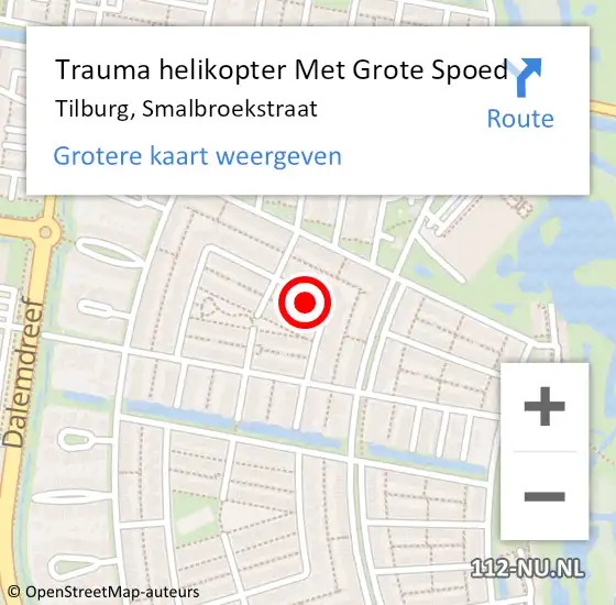 Locatie op kaart van de 112 melding: Trauma helikopter Met Grote Spoed Naar Tilburg, Smalbroekstraat op 5 februari 2023 11:55