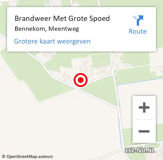 Locatie op kaart van de 112 melding: Brandweer Met Grote Spoed Naar Bennekom, Meentweg op 5 februari 2023 11:59