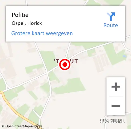 Locatie op kaart van de 112 melding: Politie Ospel, Horick op 5 februari 2023 12:02