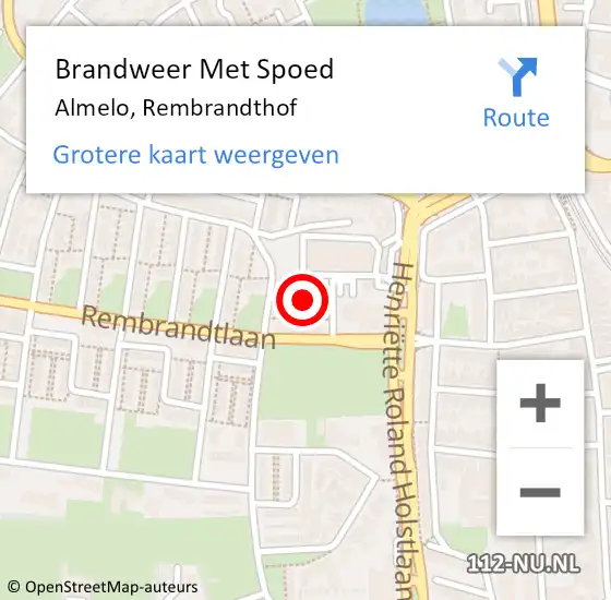 Locatie op kaart van de 112 melding: Brandweer Met Spoed Naar Almelo, Rembrandthof op 5 februari 2023 12:19